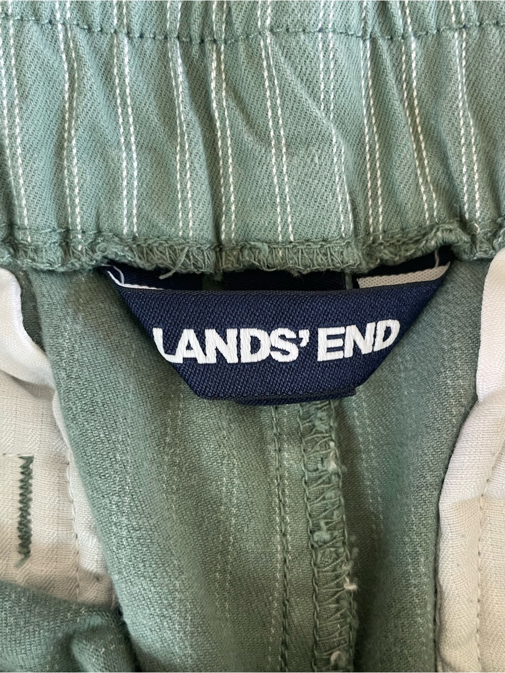 Lands’ End Sage Green Pinstripe Cropped Ankle Pants Mid Rise Cotton Blend - Picture 2 of 8